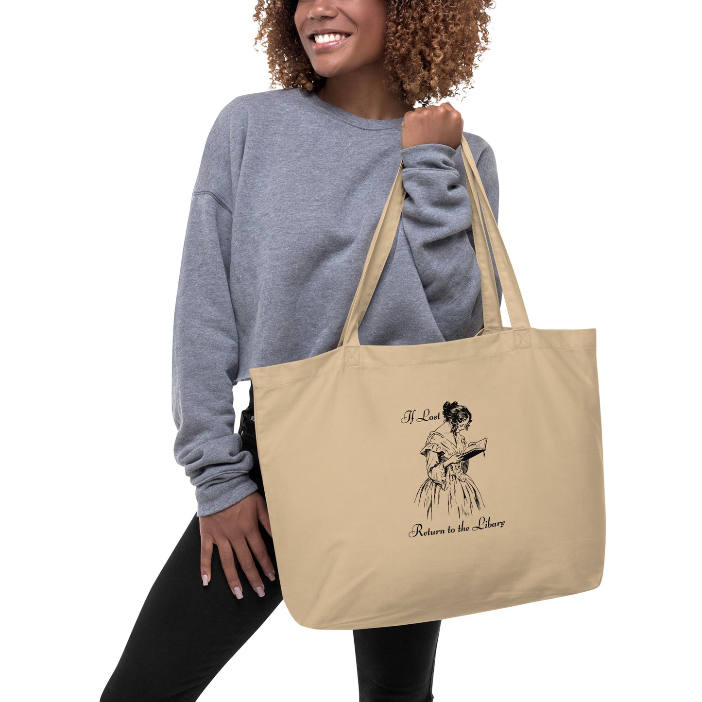 If Lost, Return to the Library Large organic tote bag